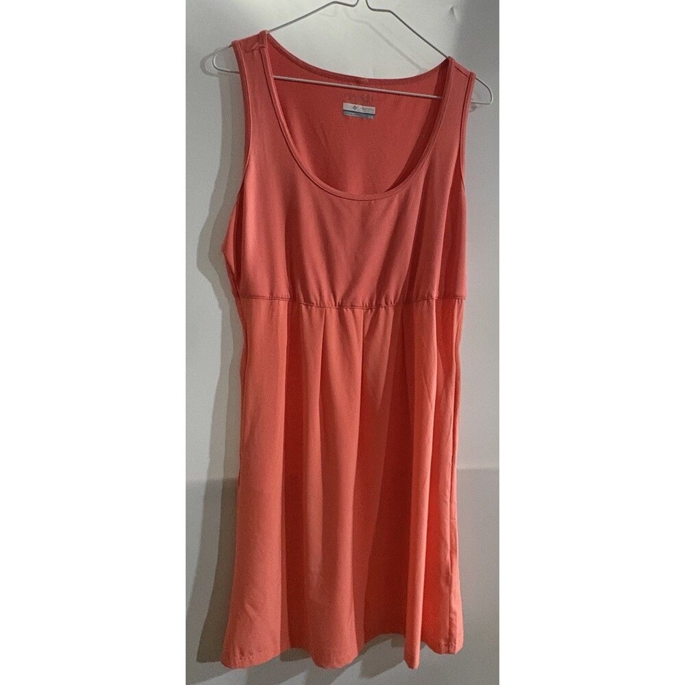 Columbia Omni-Shade Orange Solid Scoop Neck Sleeveless Knee Dress Women’s L